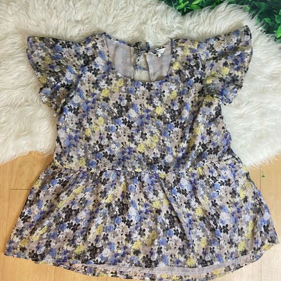 Lucky Brand floral short sleeve casual cite modest blouse plus size 1X - Picture 2 of 13